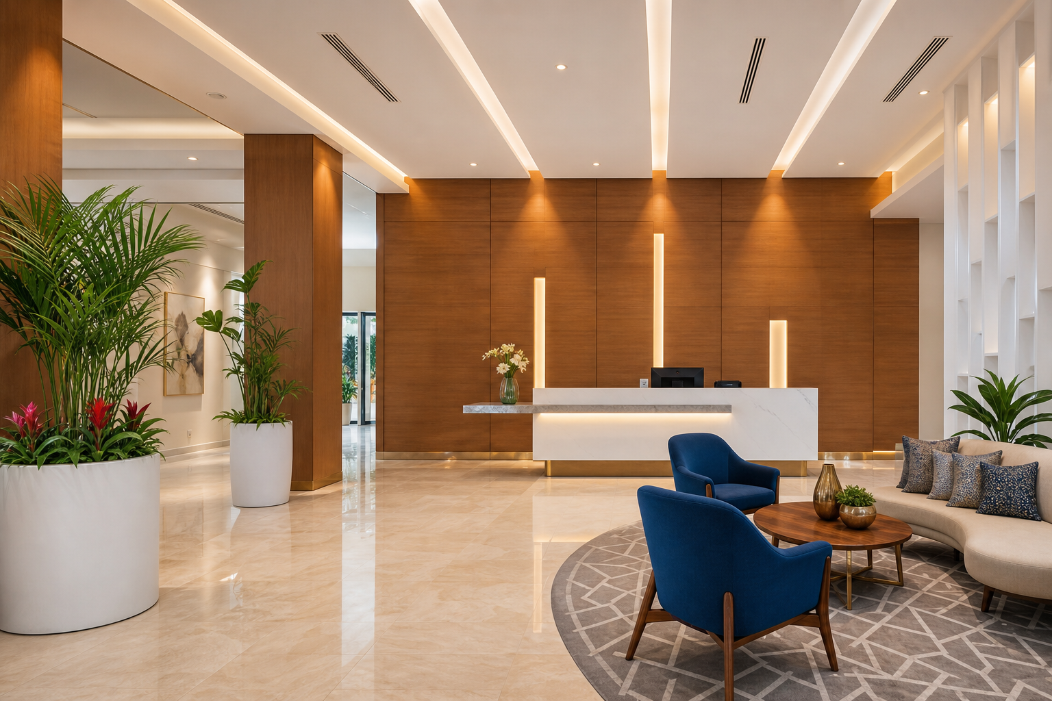 Decorative air-conditioned entrance lobby